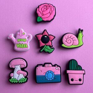 Pink Lit Crocs Shoe Charms Set of 7 - jibbitz Charms